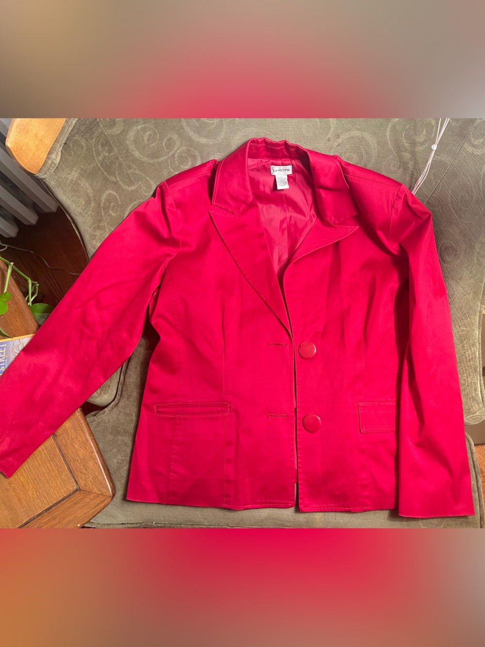 Vintage Chicos Blazer in Vibrant Red